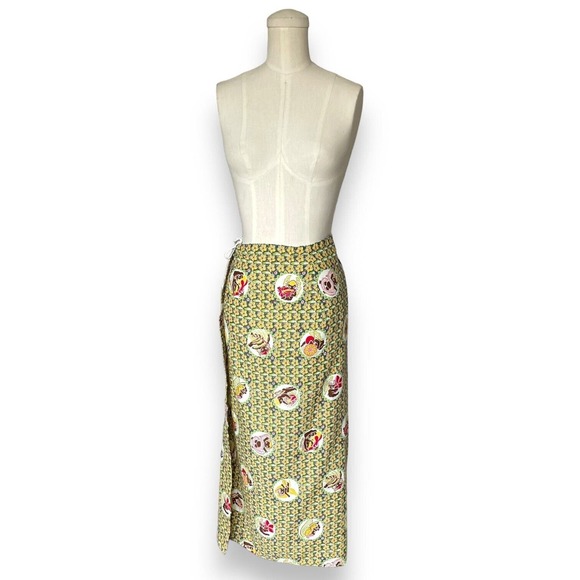 40s Paradise Sportswear Floral Nymph Fairy Wrap Skirt Cotton Hawaiian Tiki Print - Picture 3 of 7